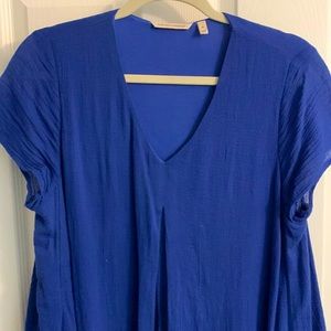 Soft Surroundings bright blue v neck dress with pockets, lined. Medium